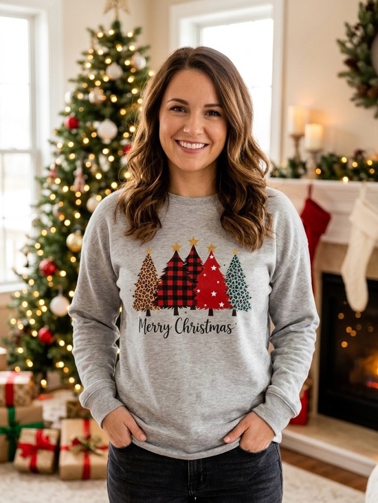 digiprint Tops - Women's Grey 'Merry Christmas' Graphic Sweatshirt